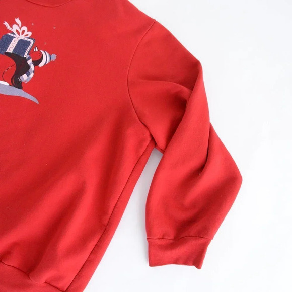 Vintage  Penningtons Red "Penguins  Presents" Festive Holiday Crewneck Sweater L - Picture 5 of 10